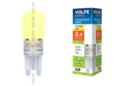 Лампа светодиодная Volpe LED-JCD-2.5W-WW-G9-CL-S 2,5Вт G9 220В 3000K картинка 